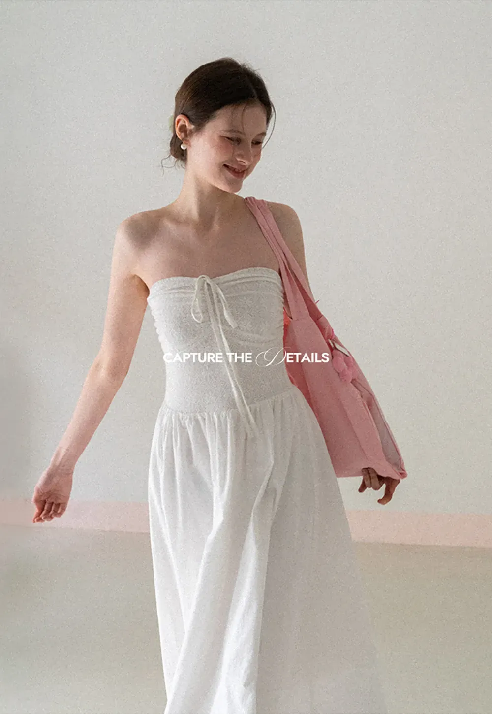 Strapless Maxi Dress with Front Bow Detail