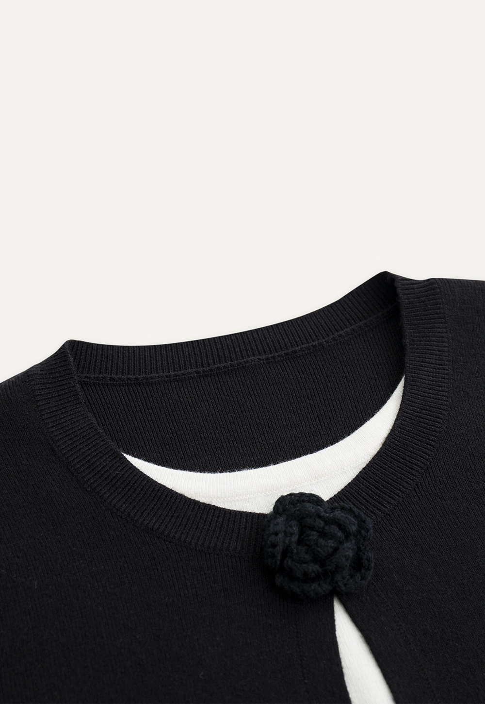 Women Knit Cardigan with Flower Button Vintage Style