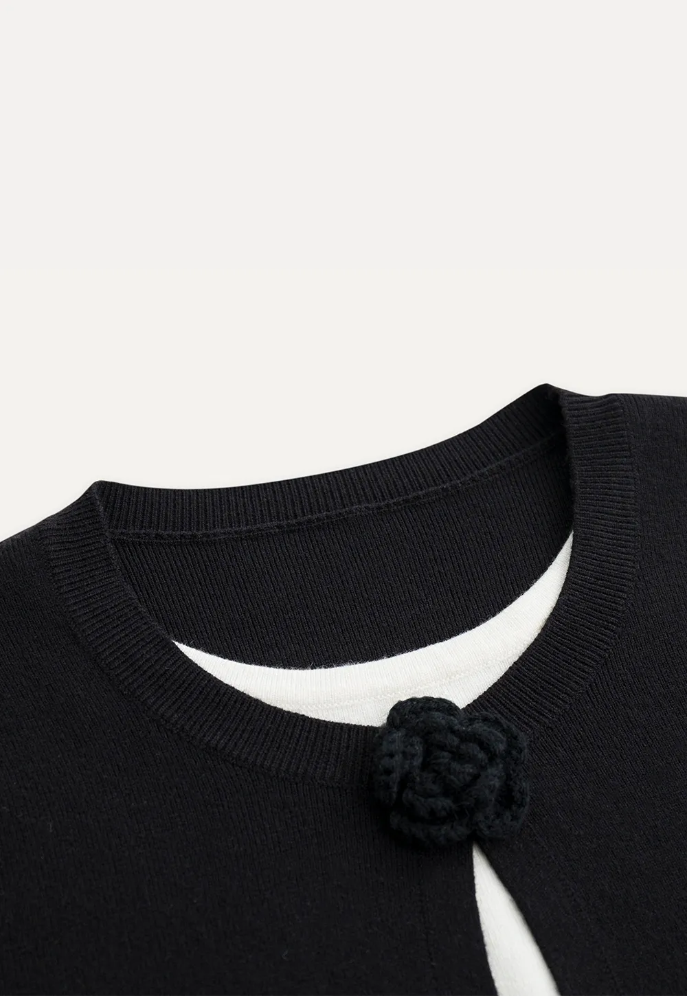 Women Knit Cardigan with Flower Button Vintage Style