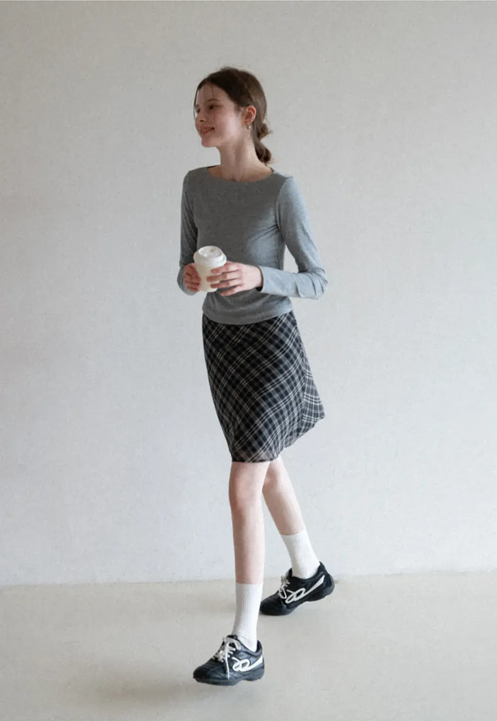 Plaid Skirt with Flowy Hem Design