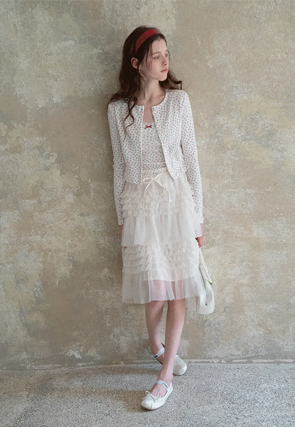 Floral Print Lace Trim V Neck Short Top