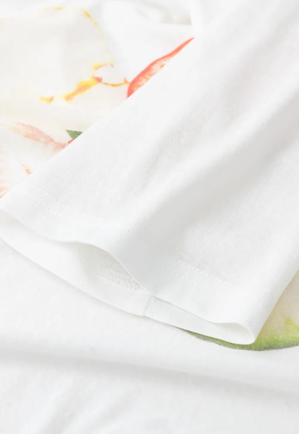 Oversized T shirt with fruit print and sheer neck detail