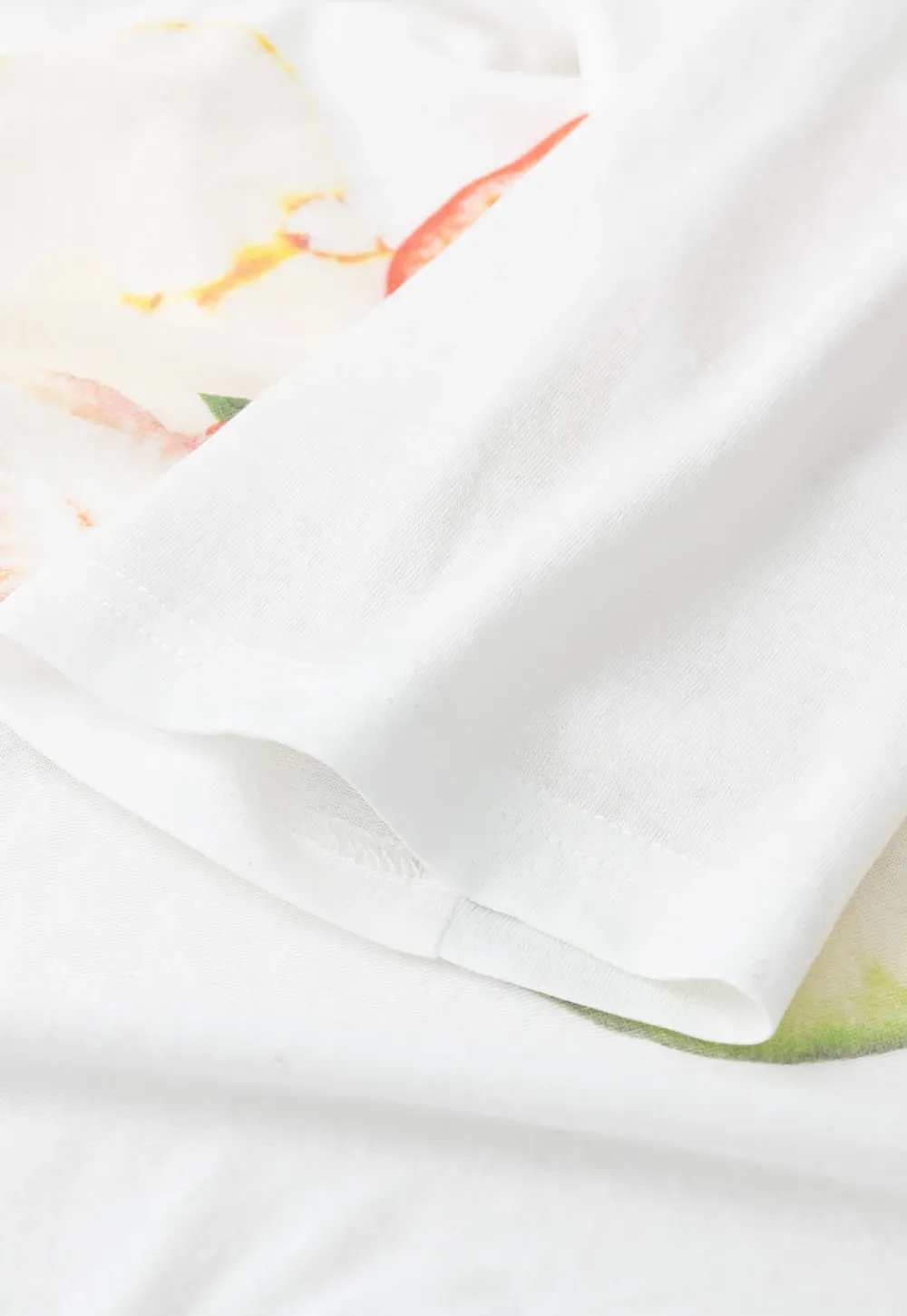 Oversized T shirt with fruit print and sheer neck detail