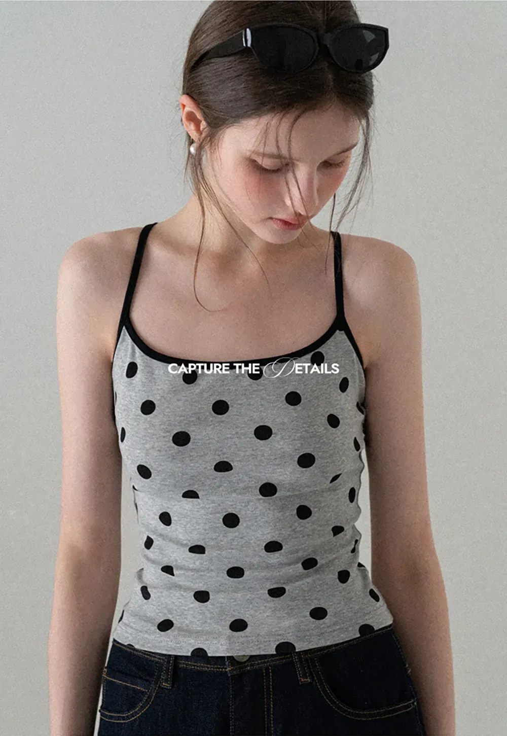 Polka Dot Tank Top with Thin Straps