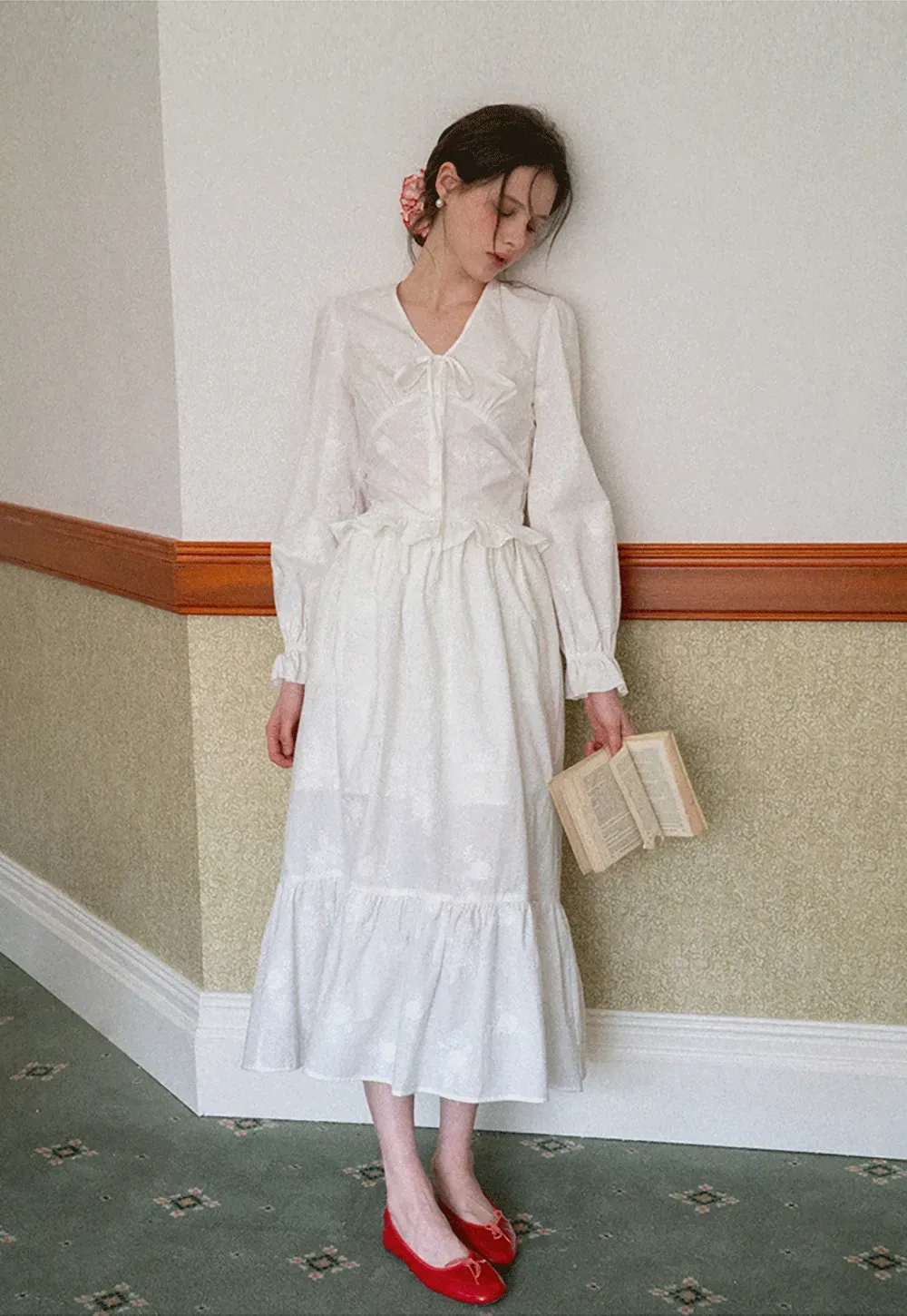 Shirt with ruffled sleeves and layered skirt