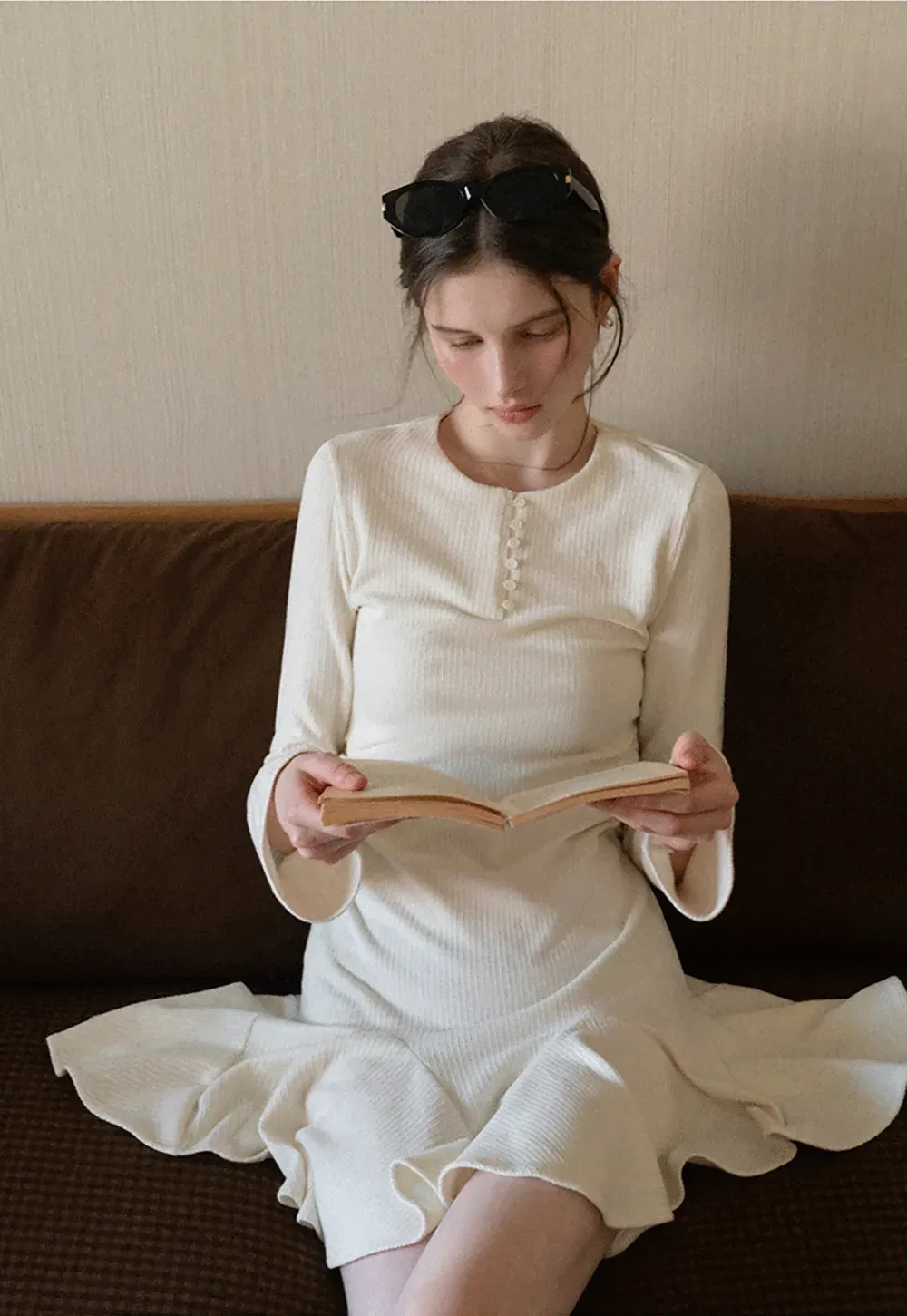 Elegant Flared Sleeve Mini Dress with Ruffle Hem