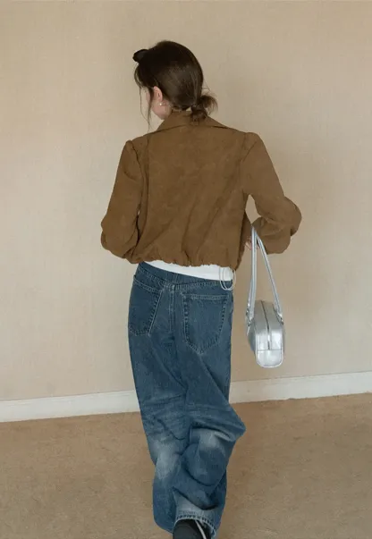 Wide leg high waist denim jeans with faded wash design