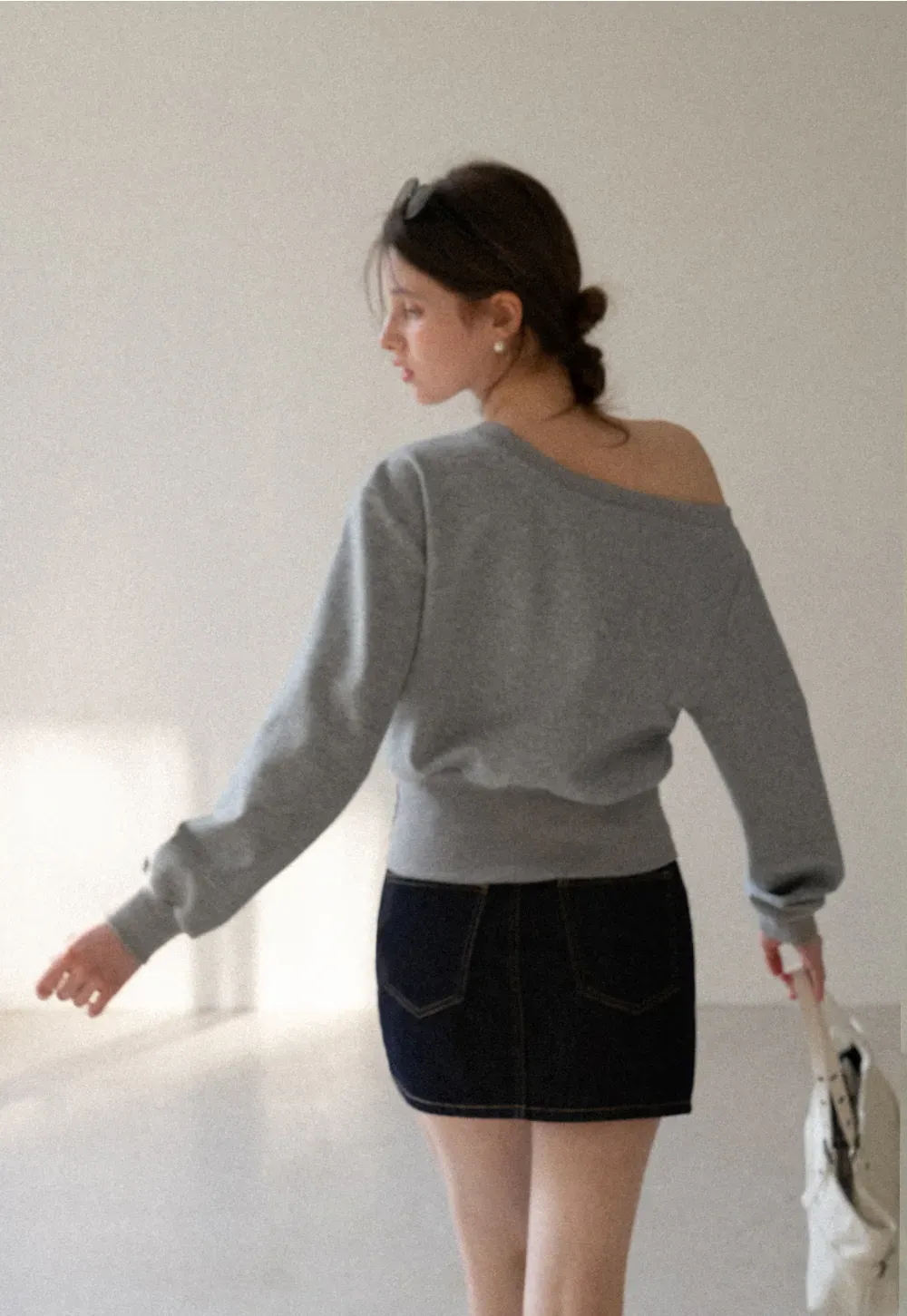 asymmetric sleeve casual sweater top