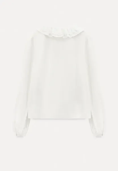 Elegant Blouse with Ruffled Collar and Pintuck Detail