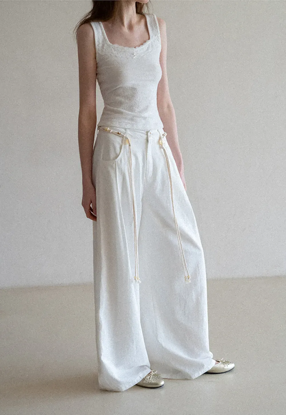 Casual Pants with Wide Legs and Pleats