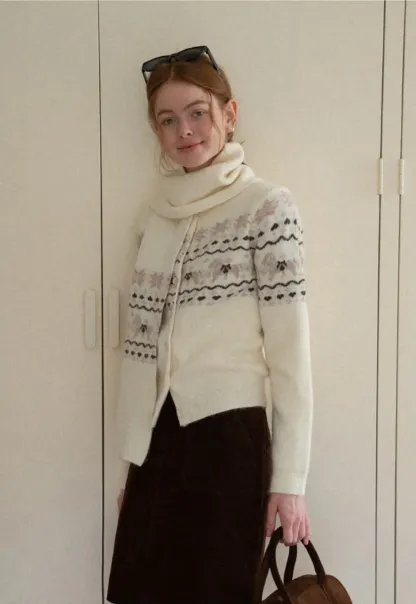 Winter Fair Isle Knit Sweater with Snowflake and Animal Pattern