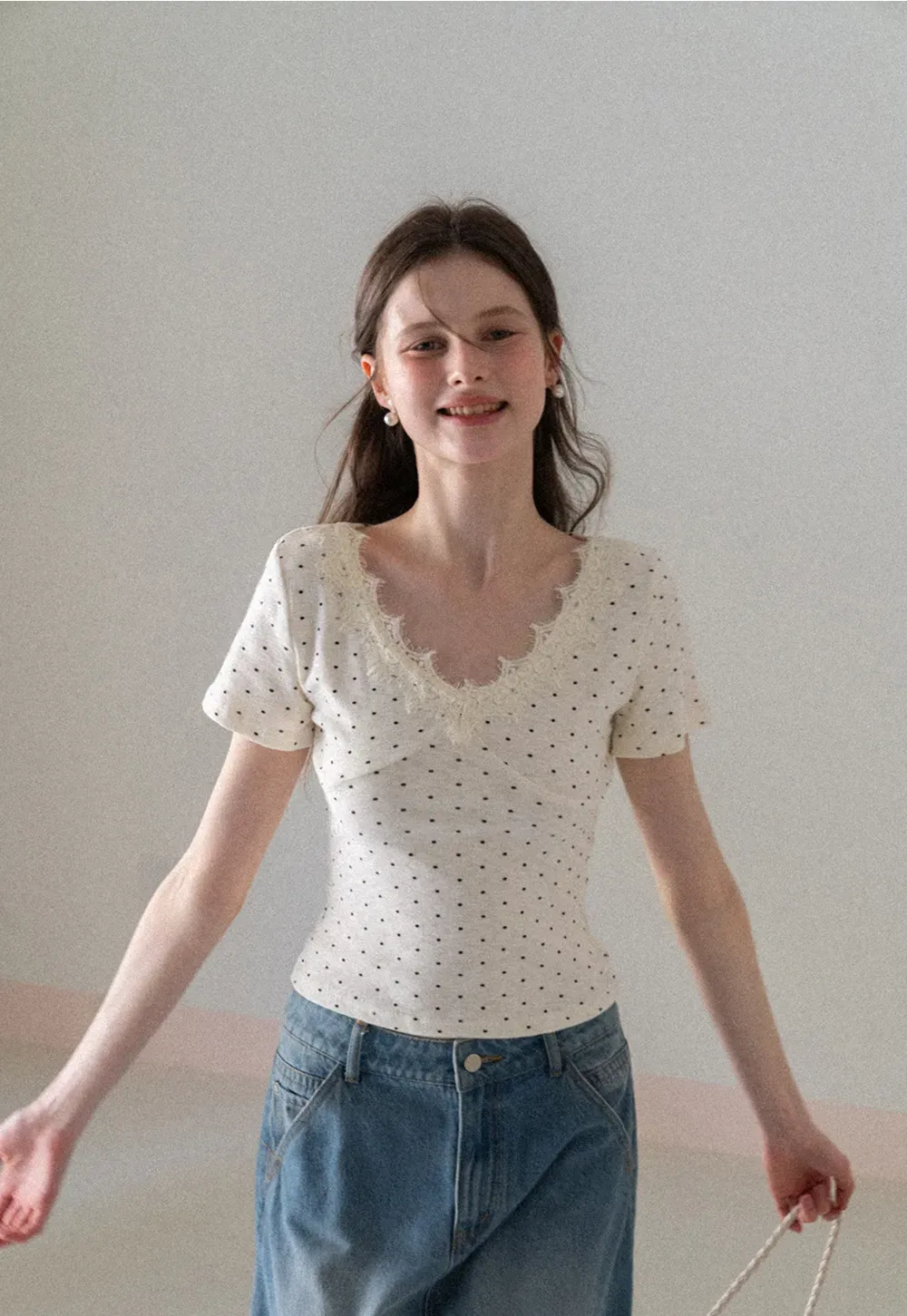 Polka Dot Short Sleeve T Shirt