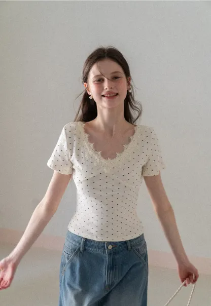 Polka Dot Short Sleeve T Shirt