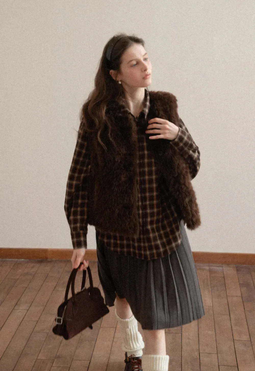 Classic Pleated Skirt in Dark Gray