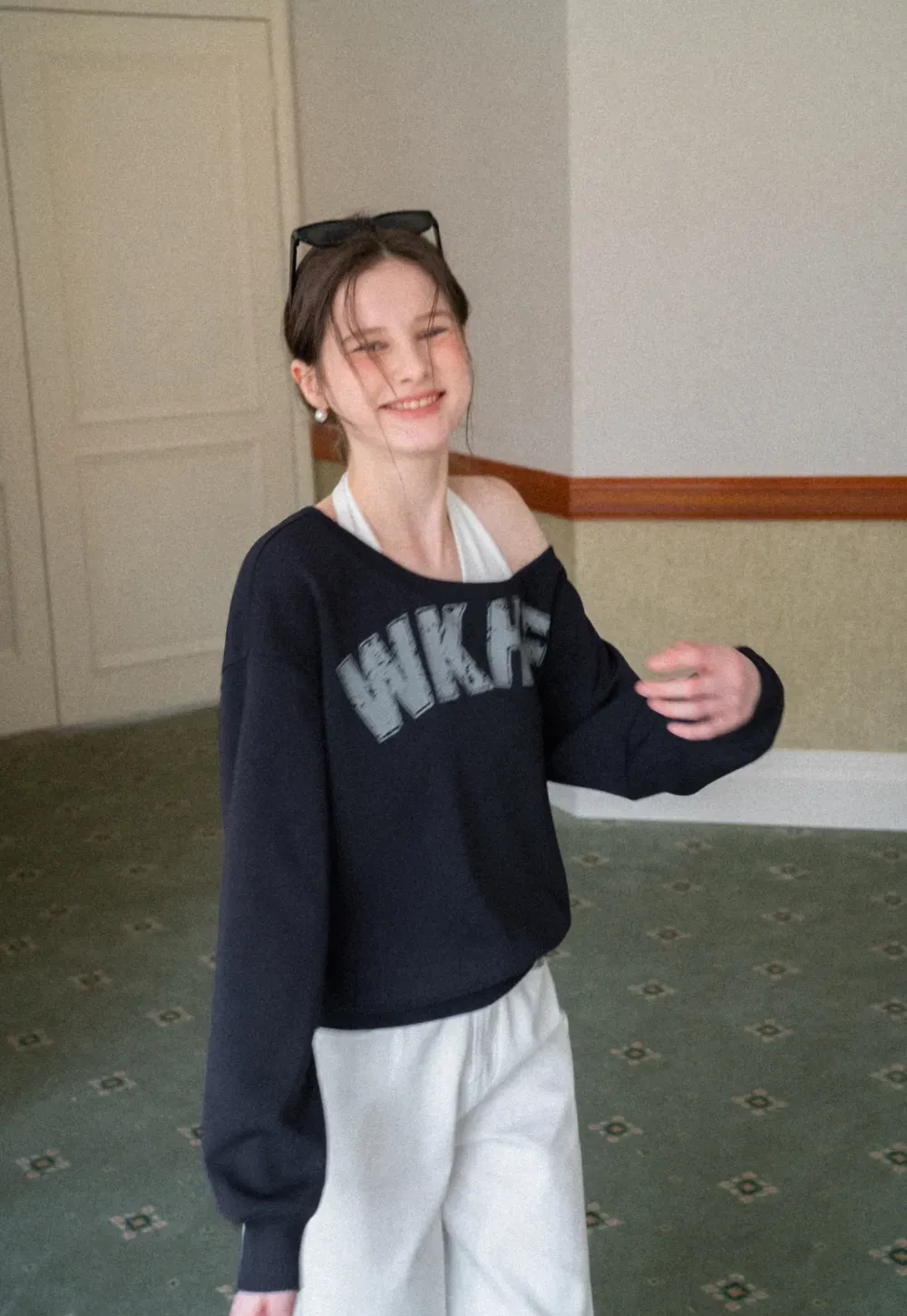 Off Shoulder Sweatshirt with Halter Top