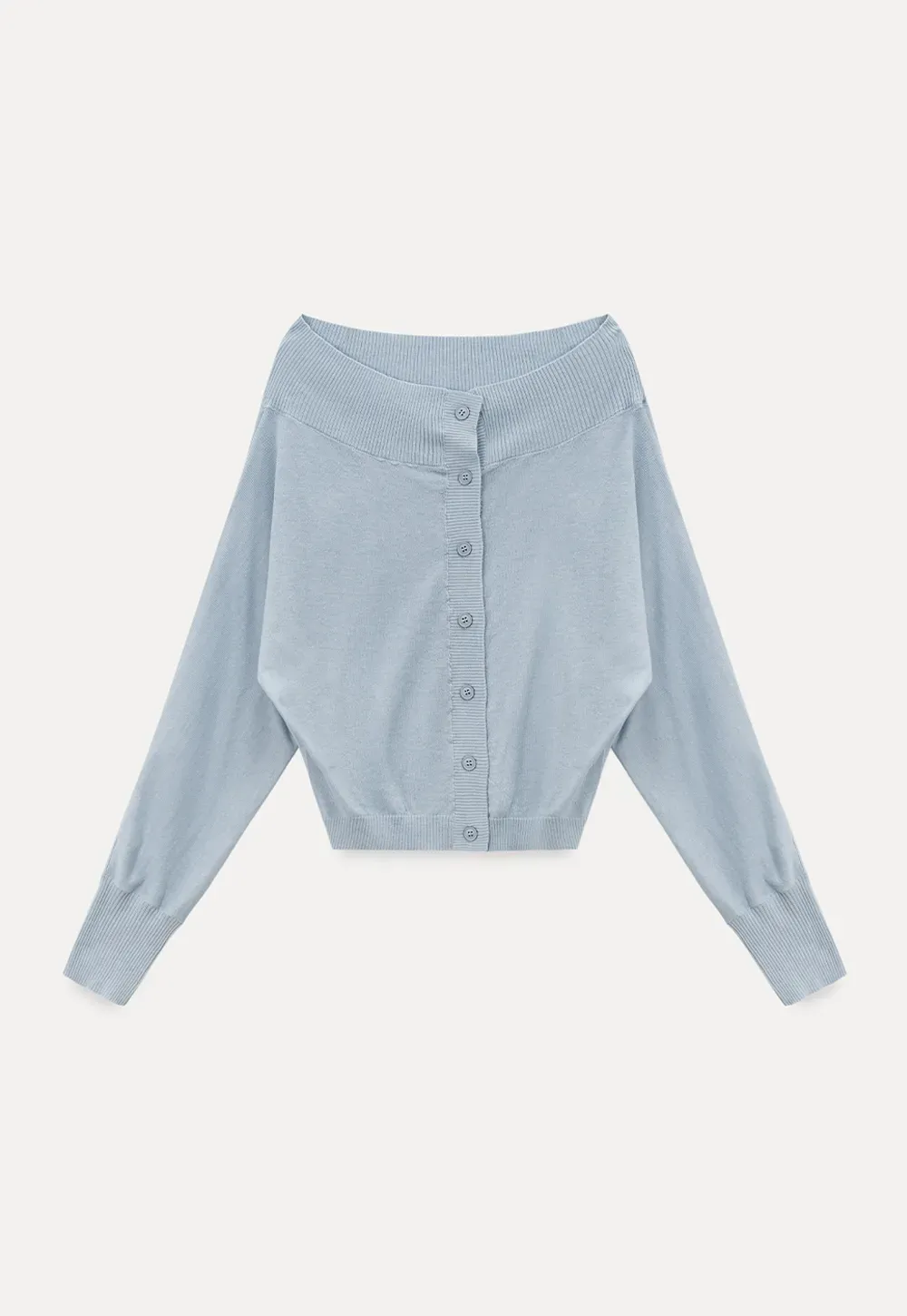 Off Shoulder Knit Cardigan with Button Front