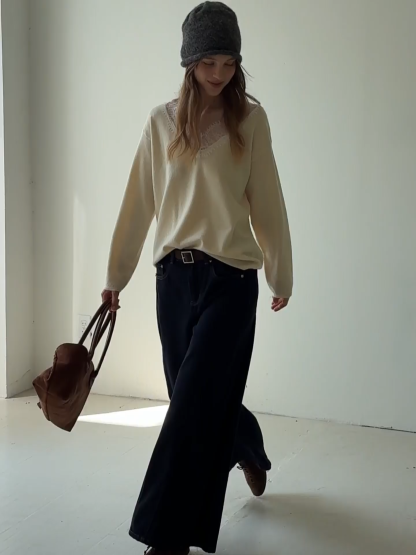 Women High Waist Wide Leg Denim Jeans Pants