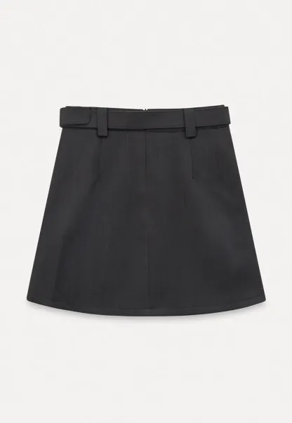 A-line mini skirt with contrast stitching and belt