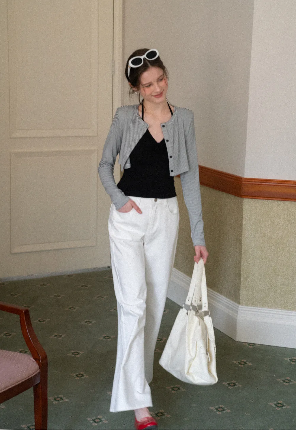 Wide leg high waist denim pants