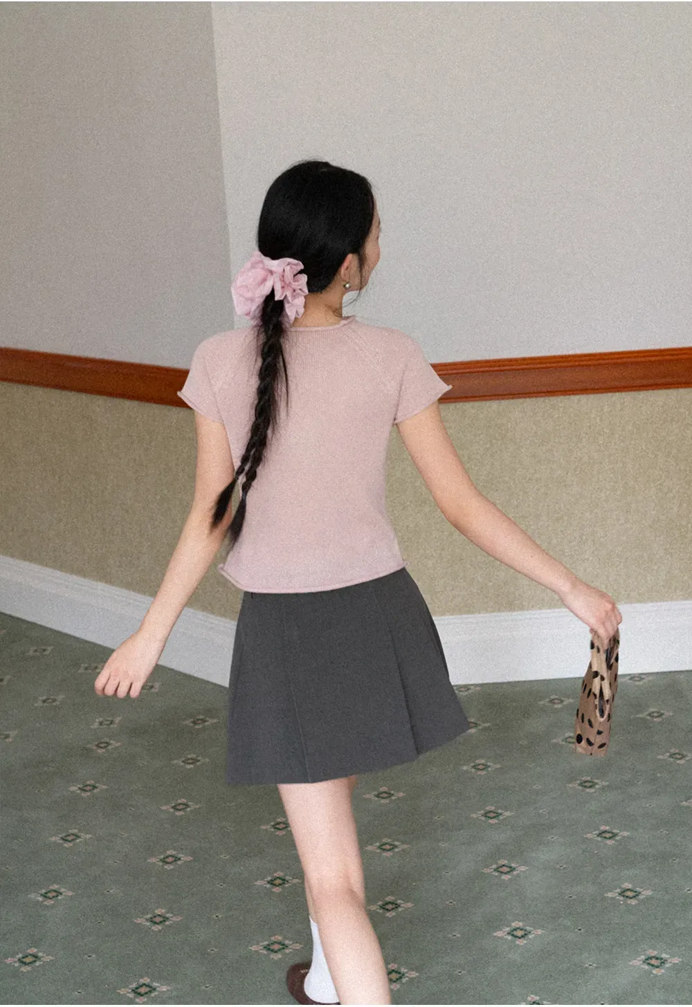 Pleated A-line Mini Skirt