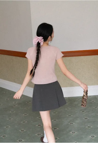 Pleated A-line Mini Skirt