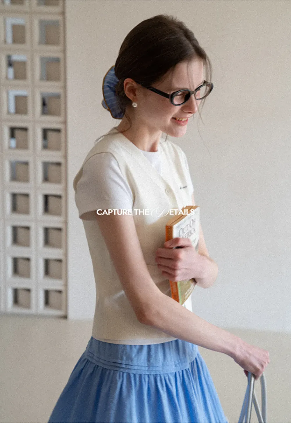 Knitted Vest with Button Closure and Embroidery