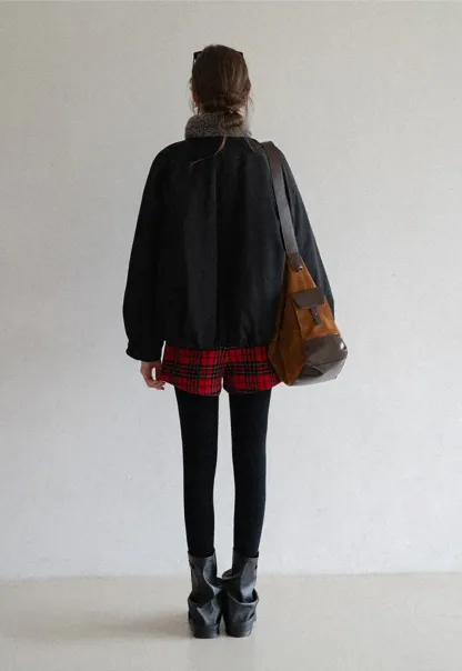 High waist plaid shorts with front pocket design