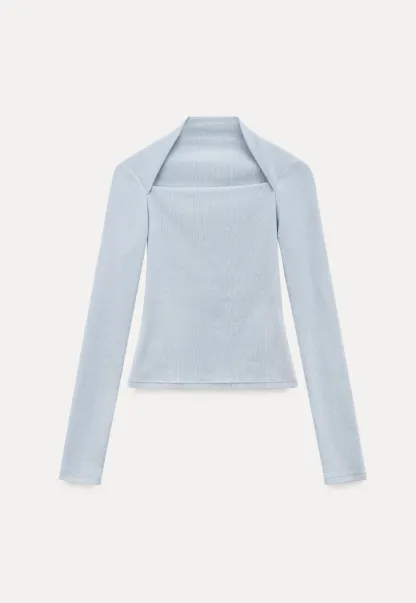 square neck long sleeve top fitted design women's t shirt