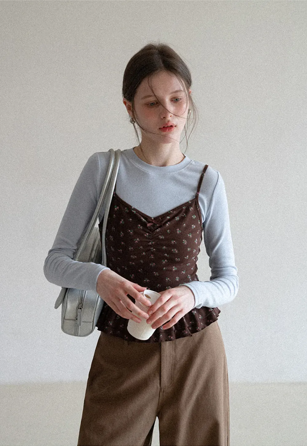 floral peplum tank top with ruffle hem