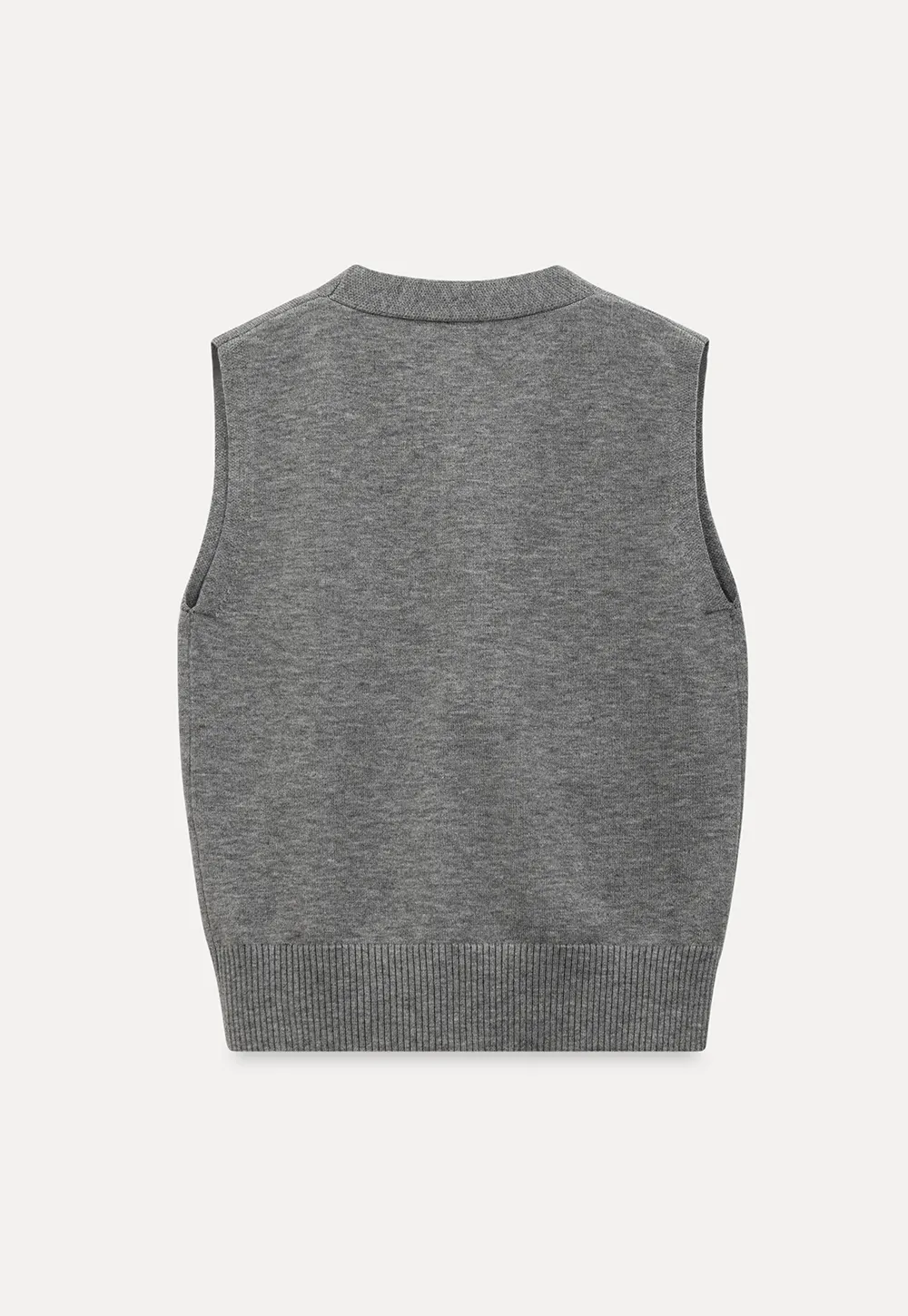 Knitted Vest with Button Closure and Embroidery