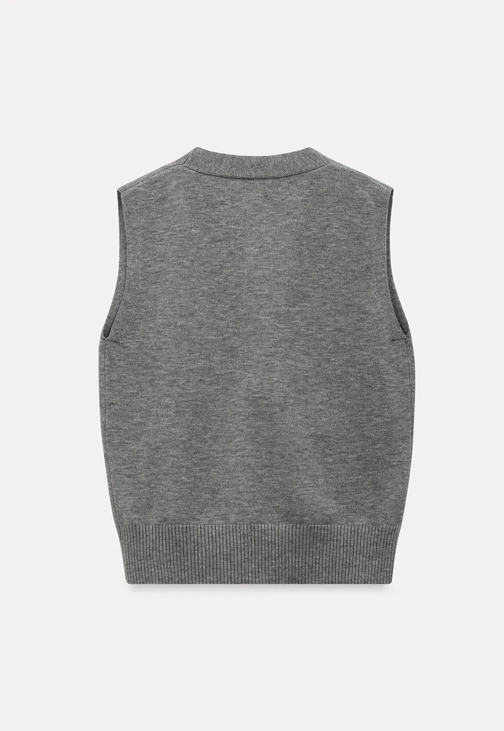 Knitted Vest with Button Closure and Embroidery