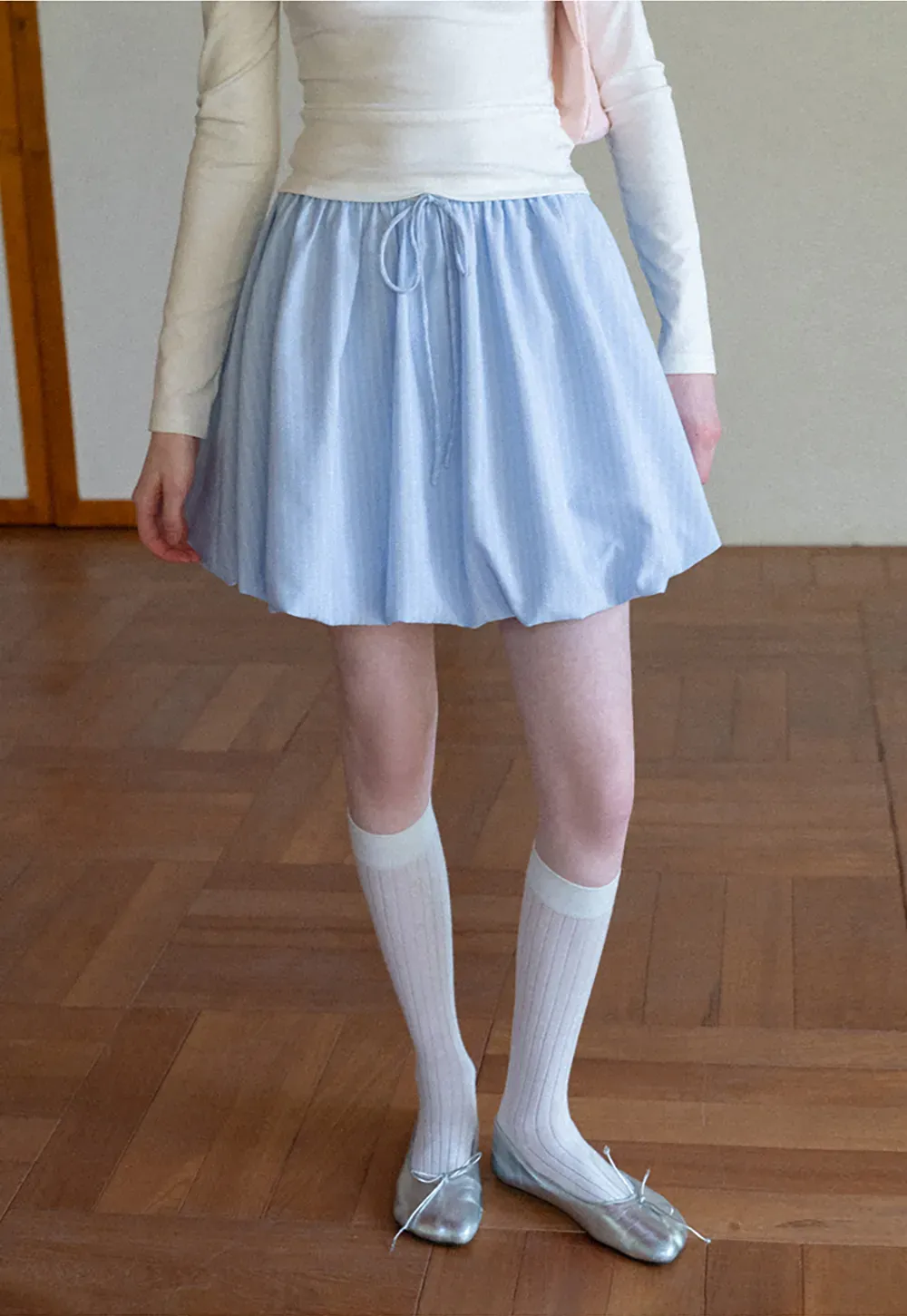 Puffed skirt with drawstring waist