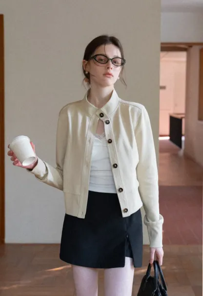 Plaid Skirt with Front Slit