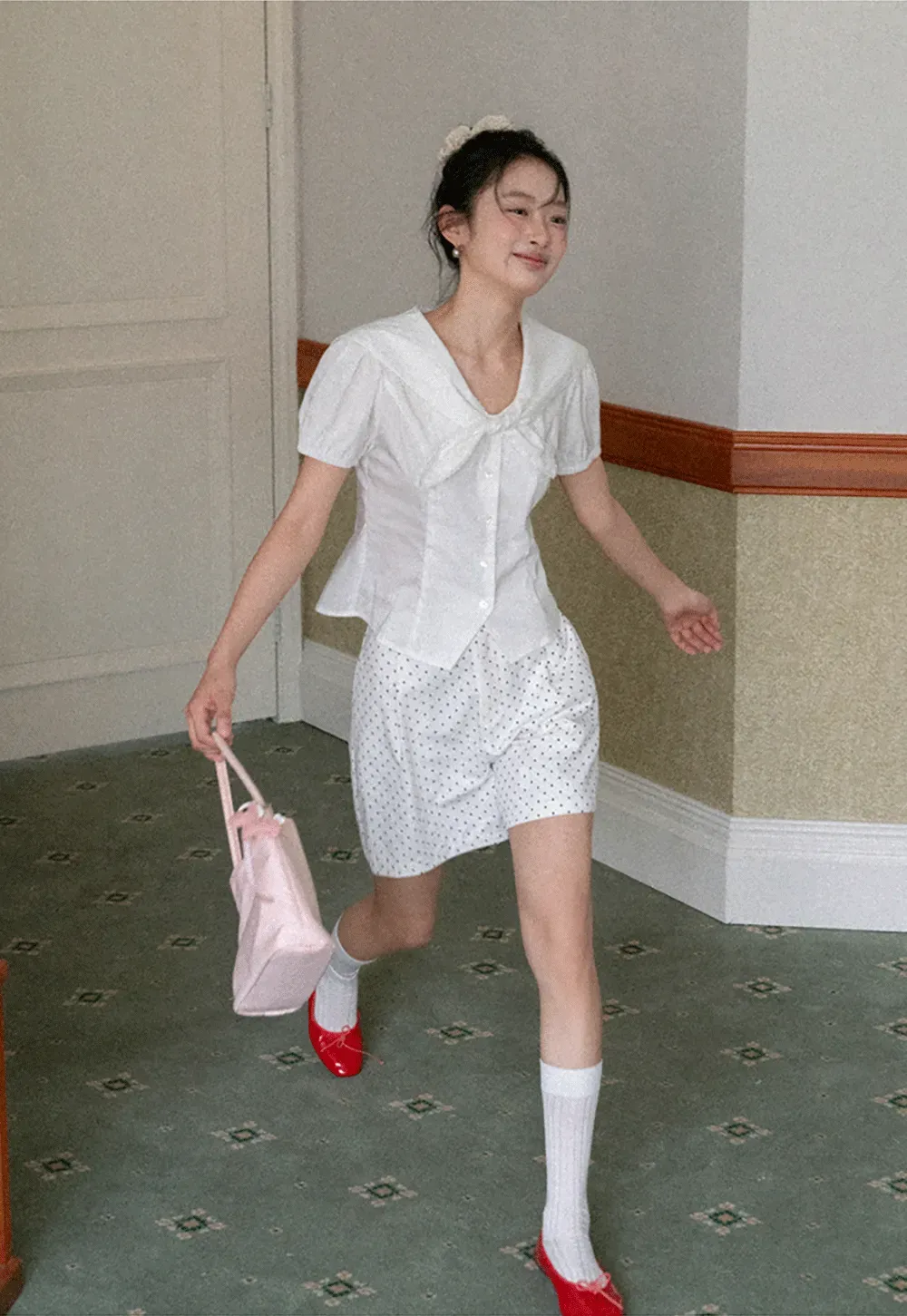 Polka Dot Shorts with Pleated Design