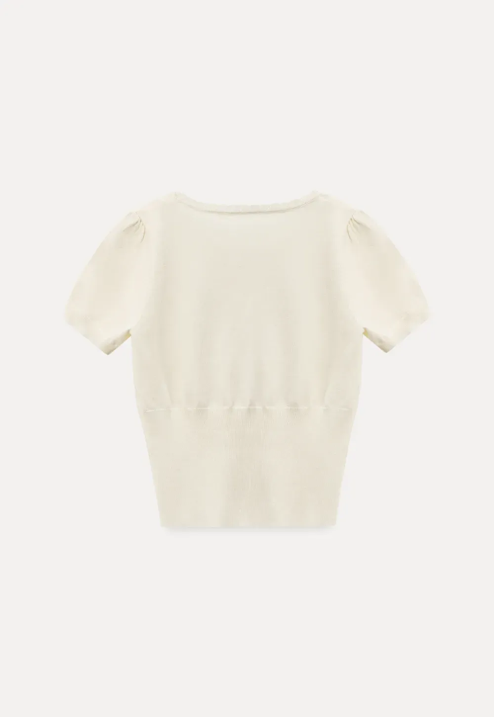 Short Sleeve Knit Top with Lace Trim and Button Placket