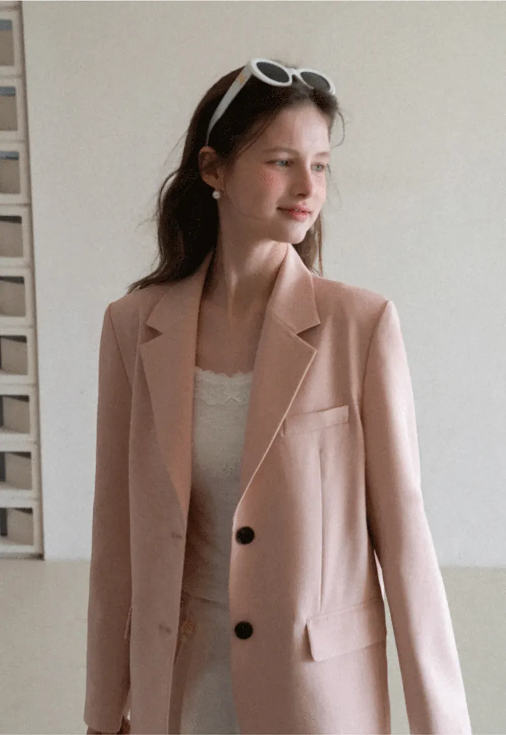 Short Jacket with Notched Collar and Sleeve Buttons