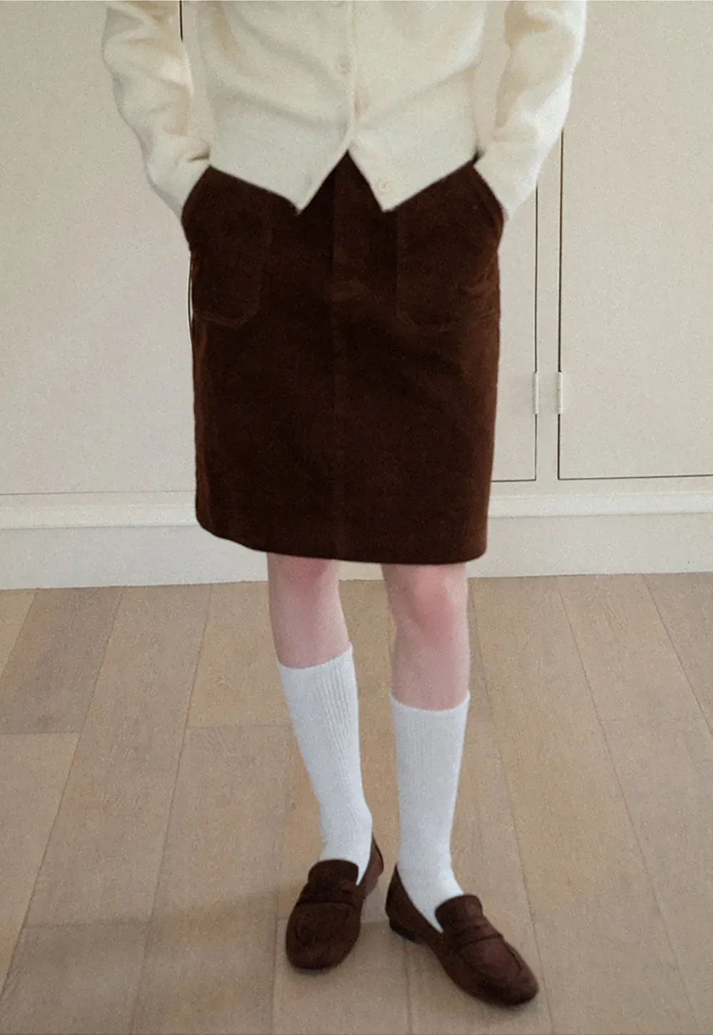 Corduroy Mini Skirt A-Line Design Women's Fashionable Bottoms