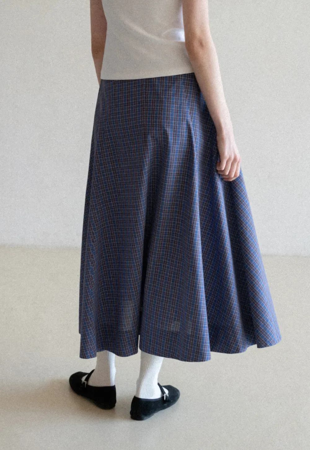 Plaid A-line Midi Skirt