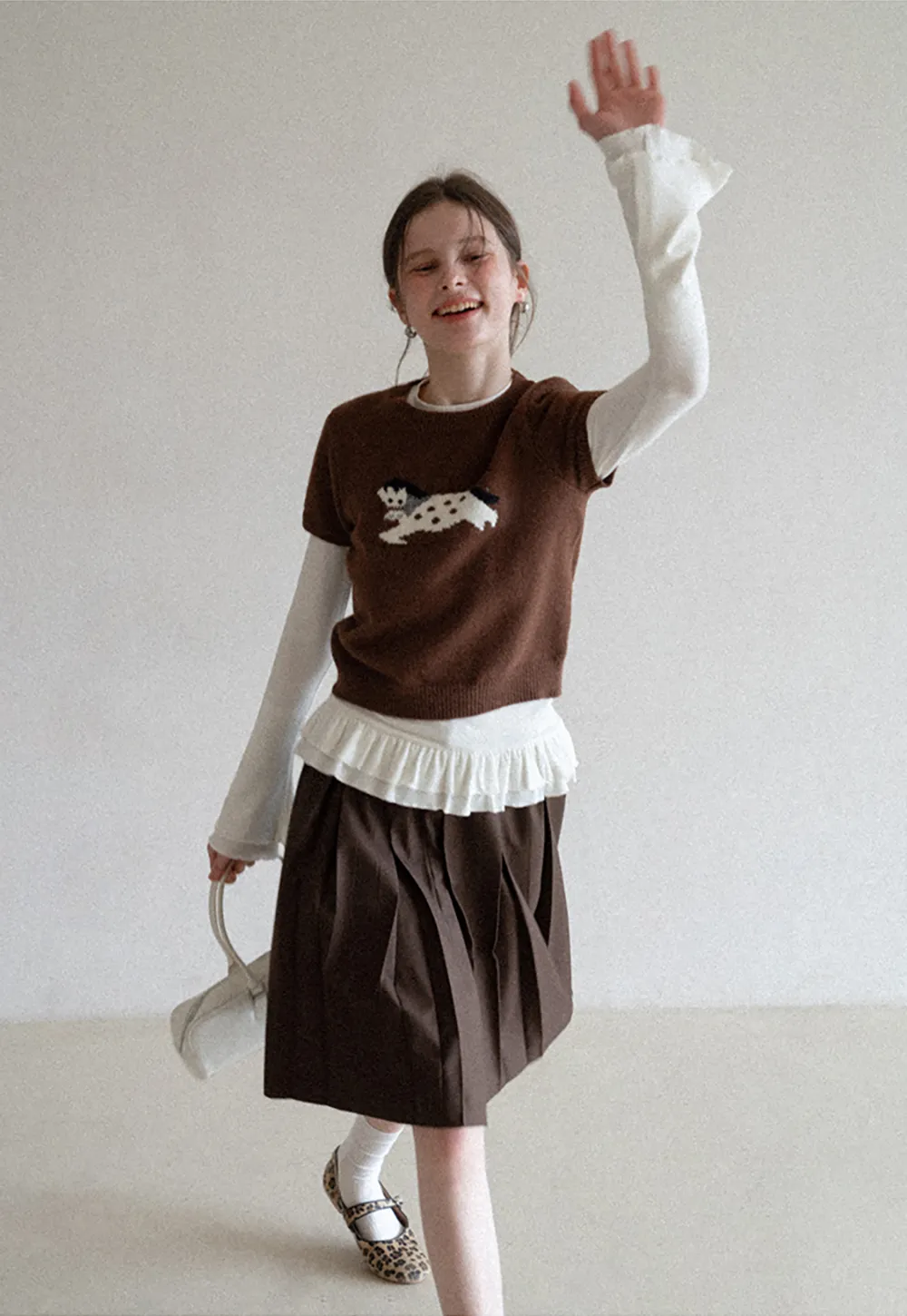 Pleated Drawstring Waist Skirt