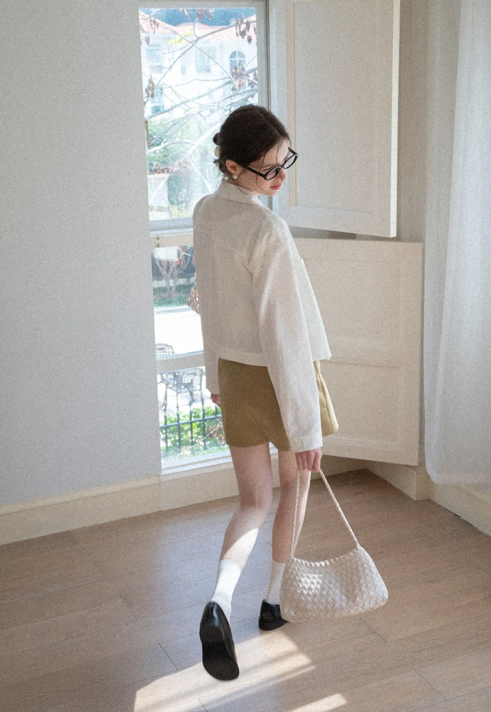 A-line mini skirt with front pockets and belt loops