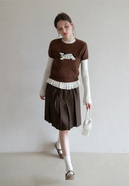 Pleated Drawstring Waist Skirt