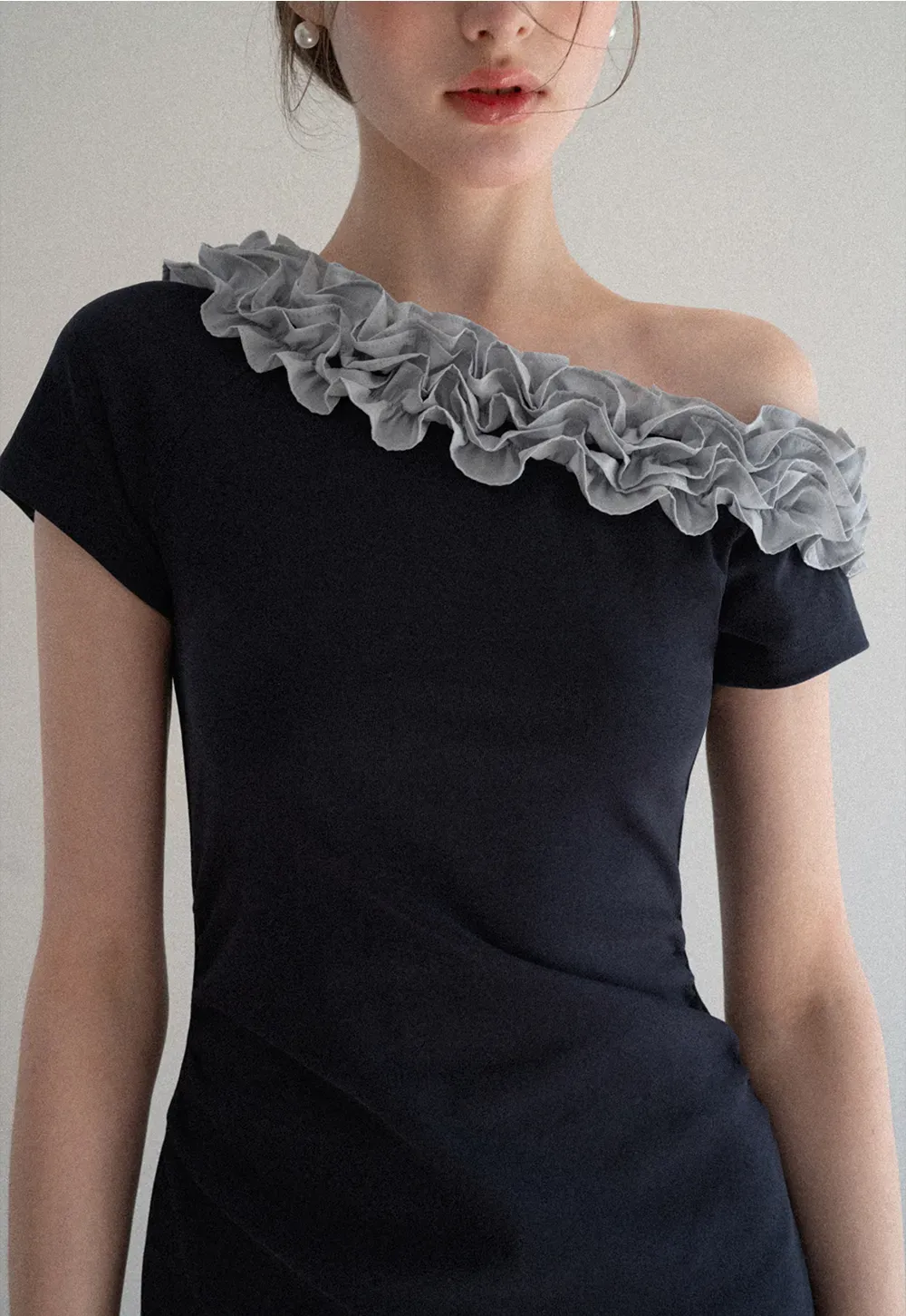 Short Sleeve Dress with Ruffled Off Shoulder Detail