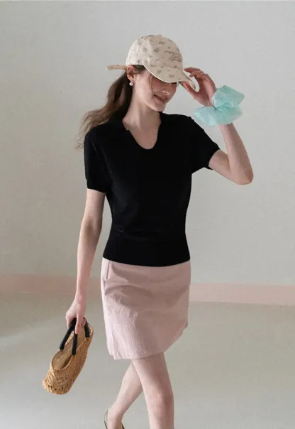 A-line mini skirt with front darts and clean hem