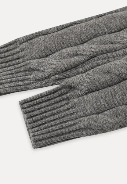 Cable Knit Crop Sweater with Collar