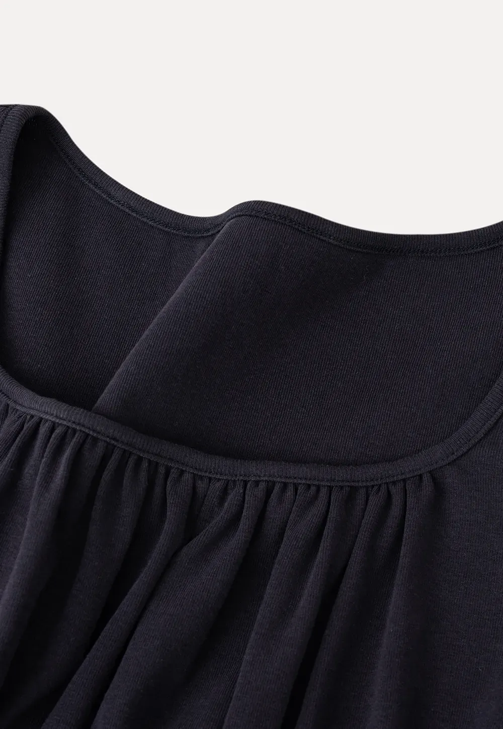 Square neck short sleeve top with gathered detail