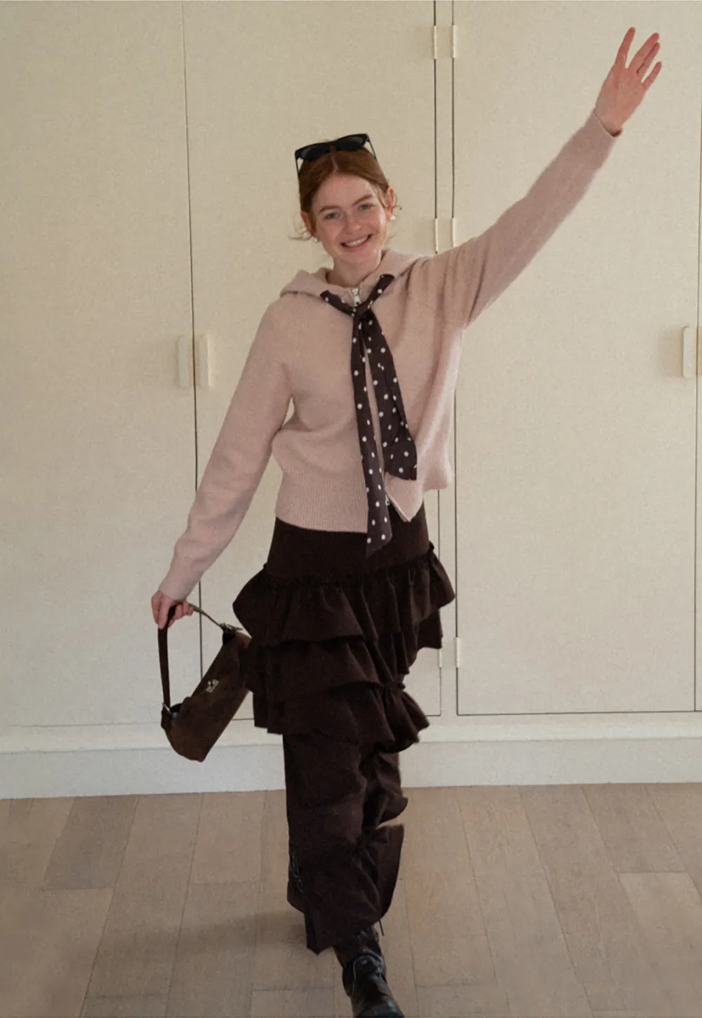 Pink Hooded Knit Sweater for Women Soft Warm Casual Top