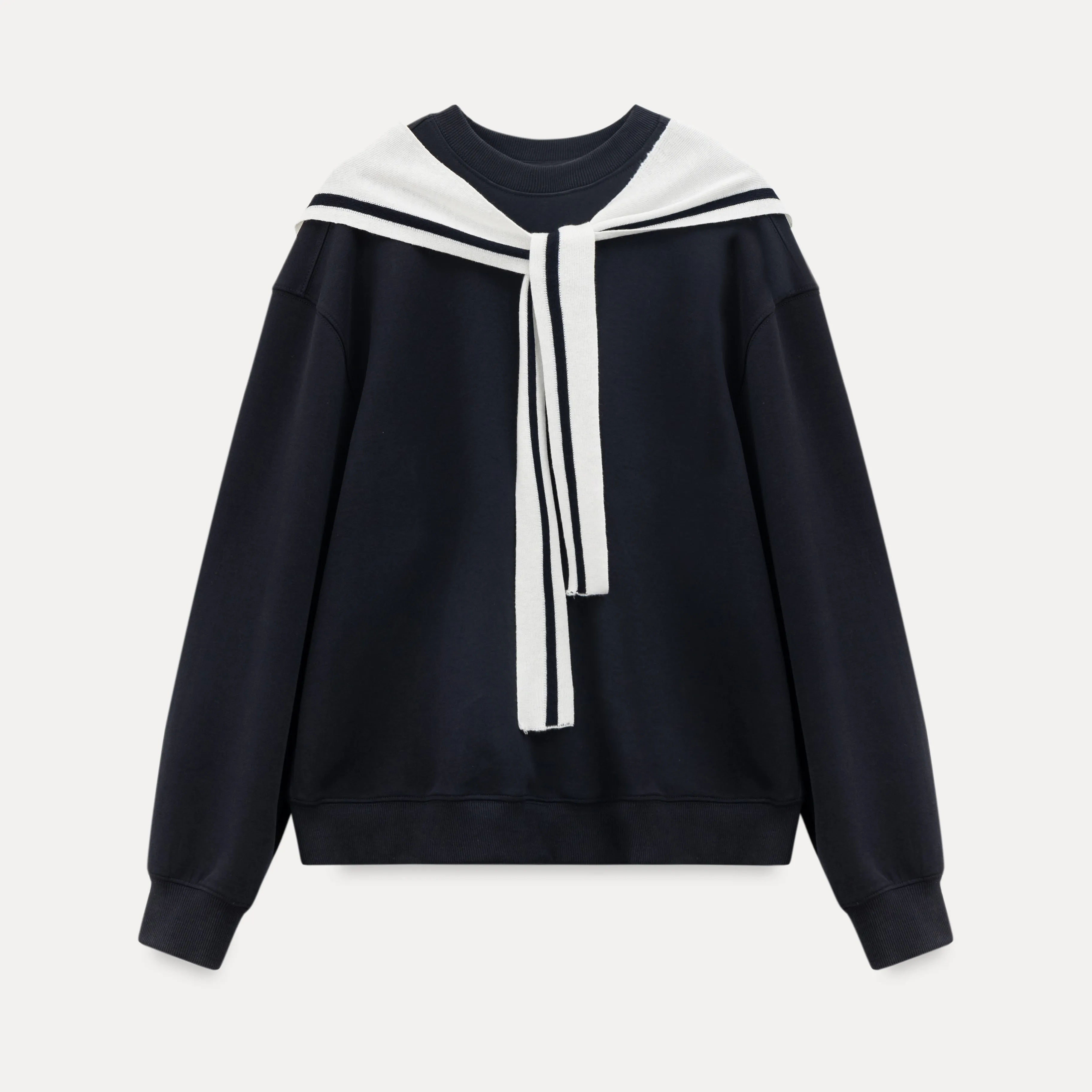 Sailor collar sweatshirt scarf shawl skirt set