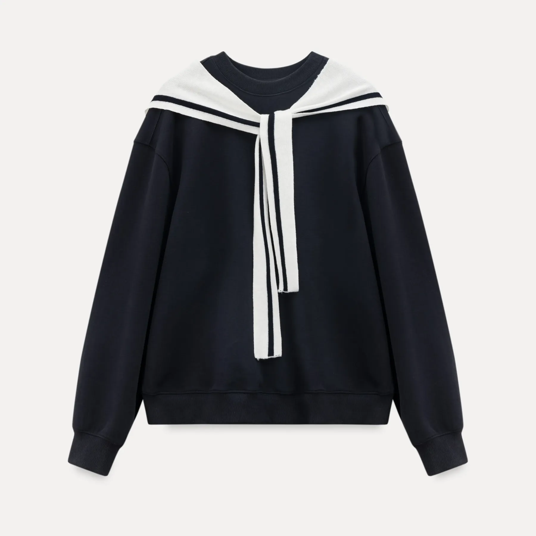 Sailor collar sweatshirt scarf shawl skirt set