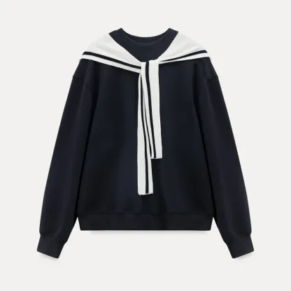 Sailor collar sweatshirt scarf shawl skirt set