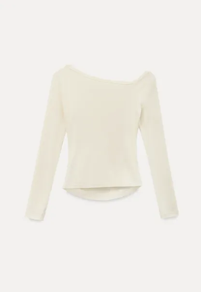 Asymmetrical long sleeve off shoulder top